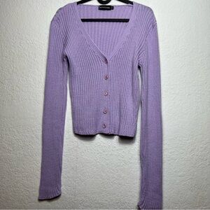 Pretty Little Thing V Neck Long Sleeve Ribbed Cardigan
